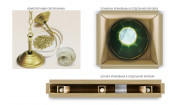 Лампа Аристократ-Люкс 2 3пл. ясень (№2,бархат зеленый,бахрома желтая,фурнитура золото)