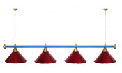Лампа STARTBILLIARDS 4 пл. (плафоны синие,штанга синяя,фурнитура хром,1)