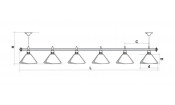Лампа STARTBILLIARDS 6 пл. (плафоны бронза,штанга хром,фурнитура хром,2)