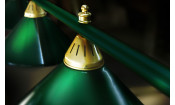 Лампа STARTBILLIARDS 4 пл. (плафоны зеленые,штанга зеленая,фурнитура золото)