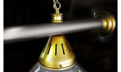 Лампа STARTBILLIARDS 4 пл.,штанга хром (плафоны зеленые,фурнитура золото)