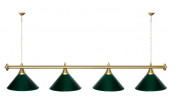 Лампа STARTBILLIARDS 4 пл. (плафоны зеленые,штанга зеленая,фурнитура золото)