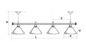 Лампа STARTBILLIARDS 4 пл. (плафоны медь,штанга медь,фурнитура медь,1)