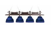 Лампа Император 4пл, ясень (№2,бархат синий,бахрома синяя,фурнитура золото)