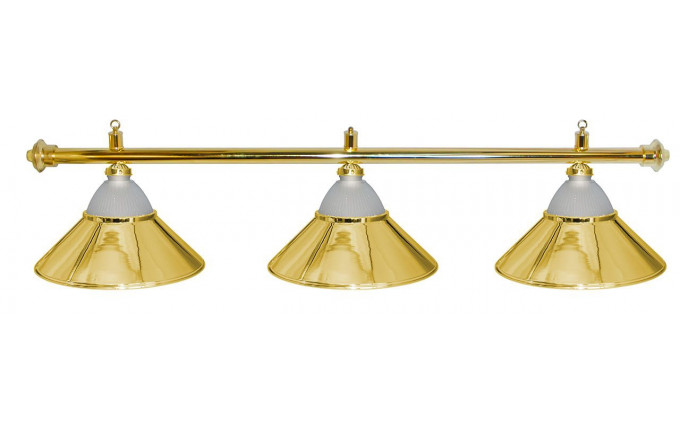 Лампа на три плафона «Jazz» (золотистая штанга, золотистый плафон D38см)